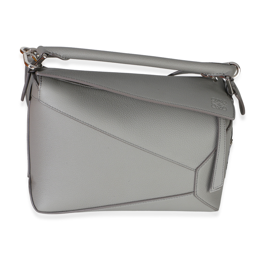 Loewe Light Grey Grained Calfskin Small Puzzle Edge Bag